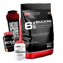Kit Hipercalórico Bulking Bodybuilders - Morango - 6kg + Creatina - 100g + BCAA - 100g + Coqueteleira - Foto 1