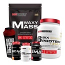 Kit Waxy Mass Bodybuilders - Morango - 3kg + Six Pote - Morango - 900g + ZMA + BCAA - 100g + Coqueteleira - Foto 1