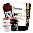 Kit 100% Whey Protein Isolado Bodybuilders - Morango - 2kg + Creatina - 100g + BCAA - 100g + Coqueteleira - Foto 1