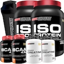 Kit 2x Whey Protein Isolado Bodybuilders Baunilha e Chocolate -900g + 2x BCAA 100g + 2x Creatina 100g + Coqueteleira - Foto 1