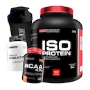 Kit Whey Protein Isolado Chocolate 2kg + BCAA 100g + Creatina 300g + Coqueteleira - Bodybuilders - Foto 1