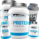 Kit BRN Foods 2x Whey Protein Isolado Baunilha 900g + BCAA + Creatina + Coqueteleira - Foto 1