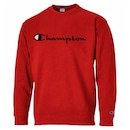 Blusão de Moletom Champion Gola Careca Super Fleece Script Patch - Masculino - Foto 1