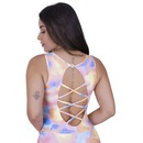 Macaquinho Fitness com Bojo Removível Orbis Fitness Tie Dye Suplex Light Tiras Costas - Feminino - Foto 4