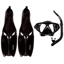 Kit de Mergulho Máscara+Respirador+Nadadeira Cetus Shark Fun Black - Foto 1