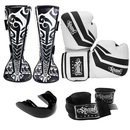 Kit de Spank CONFY Muay Thai com Luvas + Caneleira + Bandagem + Bucal - Foto 1