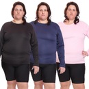 Kit de Camisas Térmica Dellas Fit Dry Fit Plus Size Manga Longa com Proteção Solar Uv - 3 Unidades - Feminina - Foto 1