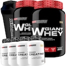 Kit Bodybuilders Giant Whey - Morango - 900g - 2 unidades + Power Creatina - 100g - 4 unidades + Coqueteleira - Foto 1