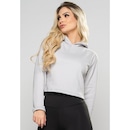 Blusão de Moletom Cropped com Capuz MVB Modas Flanelado - Feminino - Foto 2