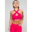 Top Fitness Cropped MVB Modas Suplex Cruzado Decote Recorte - Feminino - Foto 4