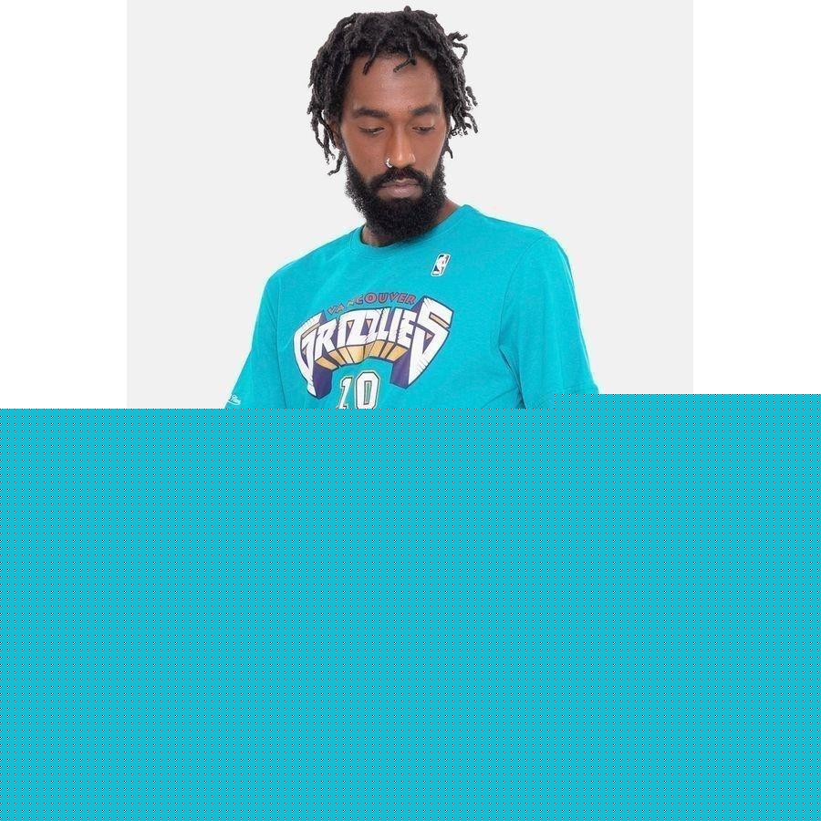 Camiseta Mitchell & Ness Name And Number Mike Bibby Vancouver Grizzlies - Masculina - Foto 3
