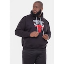 Blusão De Moletom Com Capuz NBA Plus Size Com Feltro Logo Chicago Bulls Preto - Masculina - Foto 2