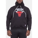 Blusão De Moletom Com Capuz NBA Plus Size Com Feltro Logo Chicago Bulls Preto - Masculina - Foto 3