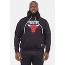 Blusão De Moletom Com Capuz NBA Plus Size Com Feltro Logo Chicago Bulls Preto - Masculina - Foto 1