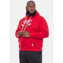 Blusão De Moletom Com Capuz NBA Plus Size Com Feltro Logo Chicago Bulls Vermelho - Masculina - Foto 2