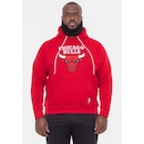 Blusão De Moletom Com Capuz NBA Plus Size Com Feltro Logo Chicago Bulls Vermelho - Masculina - Foto 1