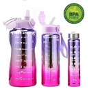 Kit 3 Garrafas Squeeze Plástica Gold Sports Degrade Adesivos Bpa-Free 2 Lts, 800ml e 280ml - Foto 4