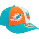 Boné Aba Curva New Era 59Fifty Fitted Low Profile Miami Dolphins Sideline 2023 - Fechado - Masculino - Foto 2
