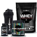 Kit Suplementos Black Skull: Bone Crusher Nitro 2T+ Refil Whey 900g + BCAA 2400 + 1 Coqueteleira - Foto 1