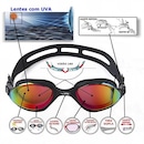 Kit Óculos de Natação Gold Sports Wave Ii Performance Espelhado Touca Elastano Nose Clip e Ear Plug - Adulto - Foto 4