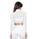 Blusa Cropped Manalinda Manga Longa Mesh - Feminina - Foto 2