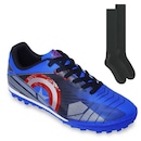 Kit Chuteira Society Dray Marvel Capitão América - Adulto + Meião - Foto 1