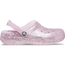 Sandália Crocs Classic Lined Glitter Clog K Flamingo - Feminino - Foto 1