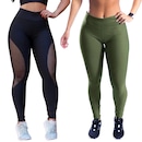Kit Belmento: Calça Legging Arrastão + Calça Legging Básica Academia - Feminina - Foto 1