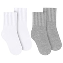 Kit Meias Cano Médio Selene Básica com 2 Pares - Infantil - Foto 1