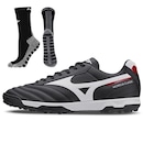Chuteira Society Mizuno Morelia Classic + 1 Par de Meias Antiderrapante - Adulto - Foto 1