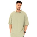 Camiseta Oversized de Moletom Brohood Gola Alta com Textura - Masculina - Foto 1