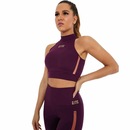 Top Fitness Alto Giro Hyper Gola Alta com Zíper - Feminino - Foto 1