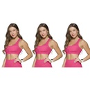 Kit Tops Fitness Selene Canelado sem Costura - Feminino - 3 unidades - Foto 1