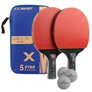 Kit Tênis de Mesa Huieson Carbon - 2 Raquetes Cabo Caneta 5 Star + Bolsa + 3 Bolas Gold Sports 3 Star - Foto 2