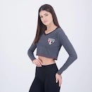Blusa Cropped Manga Longa do São Paulo Pond Braziline - Feminino - Foto 3