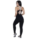 Macacão Fitness Feminino Alta Compressão com Zíper Frontal Tela e Elástico Listras Orbis - Foto 3