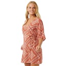 Vestido Rip Curl Soleil Wrap Mini Rust - Feminino - Foto 3