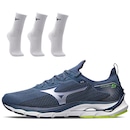 Tênis Mizuno Wave Mirai + 3 Pares de Meia Cano Médio - Masculino - Foto 1