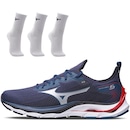 Tênis Mizuno Wave Mirai 5 + 3 Pares de Meia Cano Médio - Masculino - Foto 1