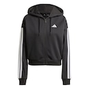 Jaqueta de Moletinho Capuz aidas Zíper Essentials Três Listras - Feminina - Foto 1