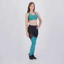 Kit Top Com Bojo Removível e Calça Legging Selene Com Recorte Feminino Preto e Verde - Foto 3