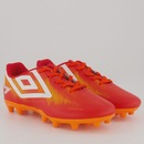 Chuteira Umbro Heatmap Campo Juvenil Vermelha e Laranja - Foto 2