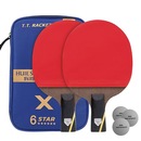 Kit deTênis Mesa Hueson Carbon 2 Raq Short 6 Estrelas 3 bolas - Foto 1