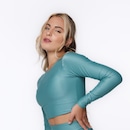 Cropped Manga Longa Justo Poliamida Laminado com Bojo Feminino - Foto 2