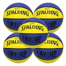 Kit 5 Bola de Basquete Spalding Layup Azul Amarelo - Tamanho 7 - Foto 1