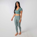 Conjunto Fitness Calça E Cropped Canelado Alma Genius Feminino - Foto 2