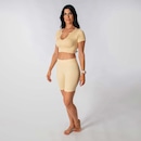 Conjunto Fitness Short E Cropped Canelado Alma Genius Feminino - Foto 2