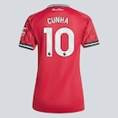 Camisa Manchester United Home 2026 adidas 10 Cunha Feminina - Foto 1