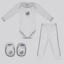 Kit Body Longo Calça e Pantufa Infantil Santos - Foto 1