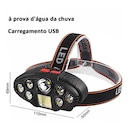 Lanterna de Cabeça Ajustável DK Profissional Trilha Barco Acampamento Pesca 8 LEDs USB - Foto 2